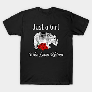 Just a Girl Who Loves Rhinos T-Shirt